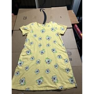 Sun‎ Bay Floral Print Dress XL, Yellow Short Sleeve, Vintage Dress, Garden Party